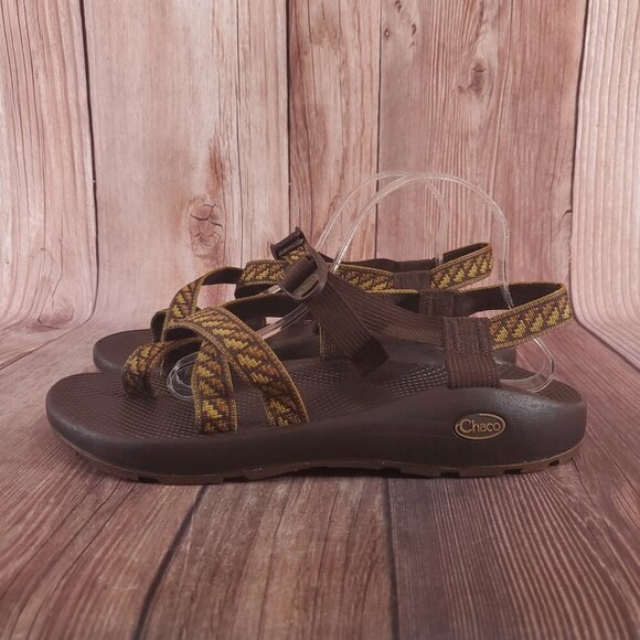 Chaco Z/2 Mens Size 12 Classic Geometric Pattern Pattern Brown Tan Sandals Beach - Picture 2 of 14